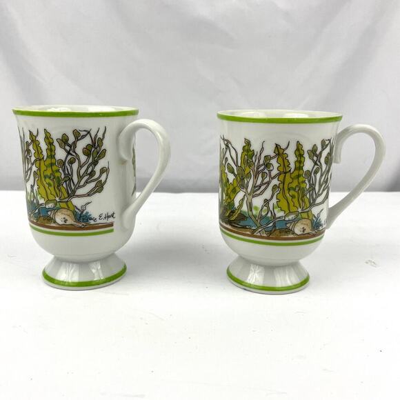 VTG Underwater Bruce E Hart Mug Cups Set of 2 GHC Signed Printed - Picture 1 of 11